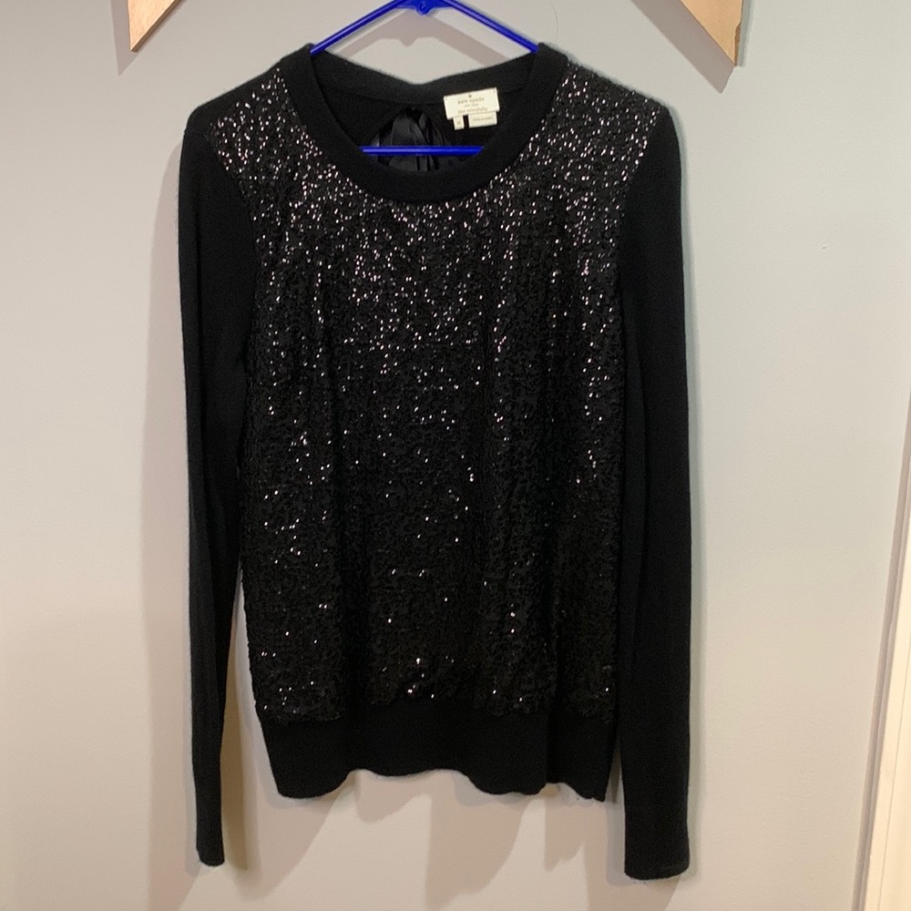 Kate spade black sequenced and bow sweater